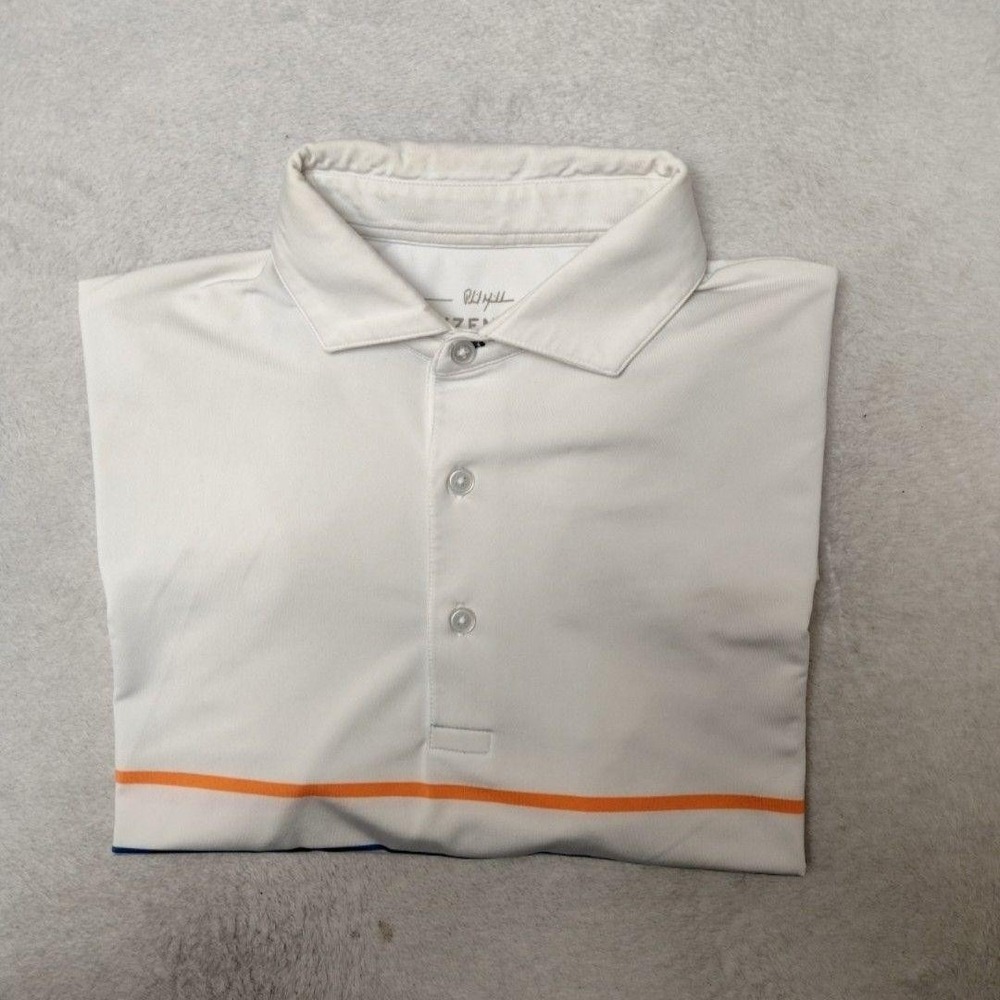 Mizzen+Main Polo Shirt Mens M White Striped Golf Performance Short Sleeve